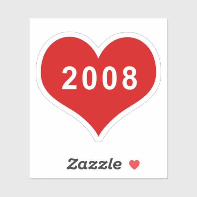 2008 Red Love Heart Vinyl Pegatina (Hoja)