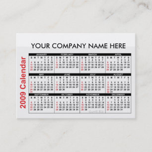 2009 calendario de la tarjeta de visita - Customiz