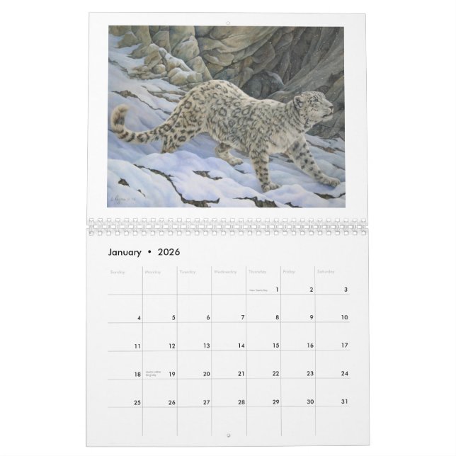 2012 calendario del arte de la fauna de doce meses (Jan 2026)