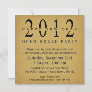 2012 Invitaciones a la Casa de Vintage de Año Nuev