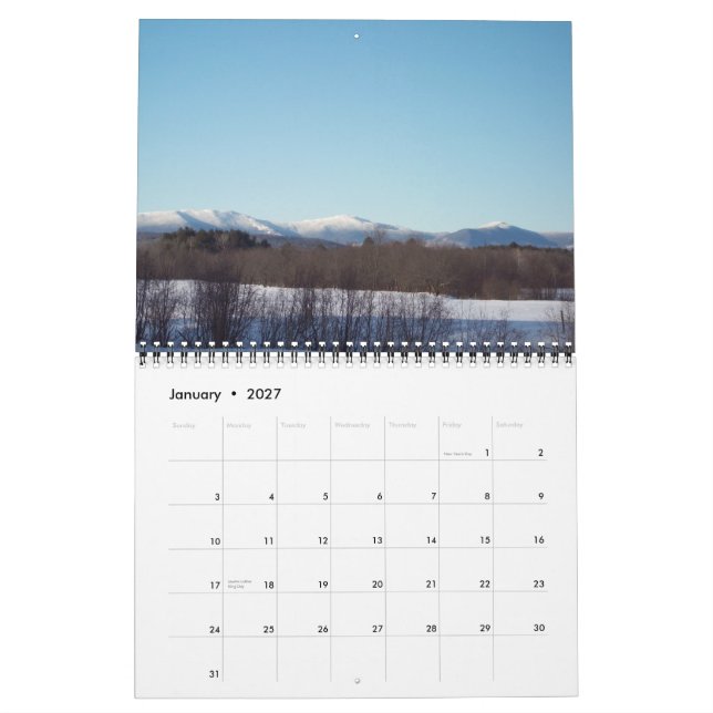 2012 vistas del calendario de Maine (Jan 2027)