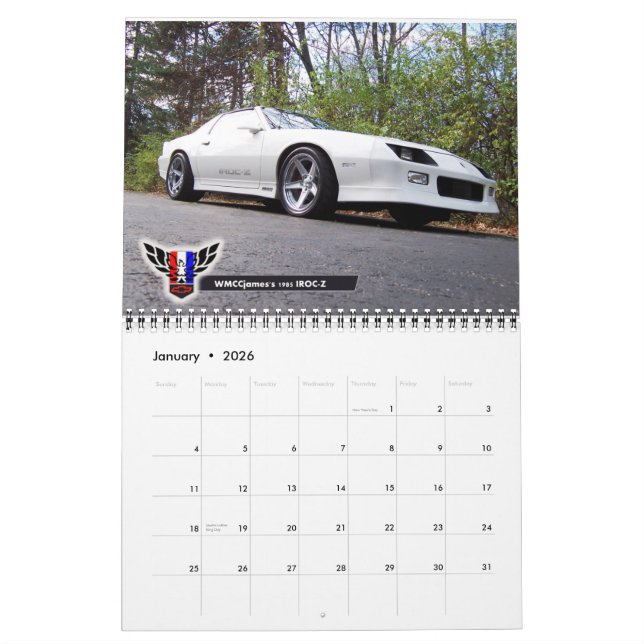 ¡2013 calendario de Michigan FBody - enero a (Jan 2026)