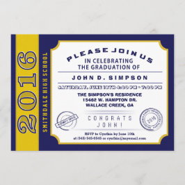 2016 azules marinos y invitación de la graduación