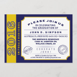 2016 azules marinos y invitación de la graduación