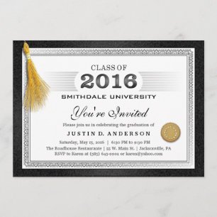 2016: Invitación a graduación de Diploma con Tasse