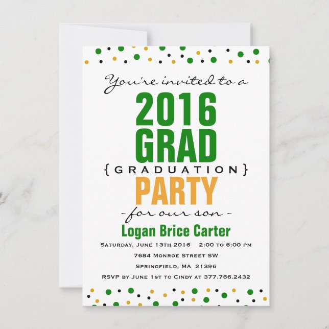 2016 Invitación a la fiesta de graduación moderna  (Anverso)