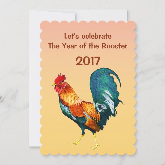 2017 Años Nuevos chinos de la invitación del gallo (Anverso)