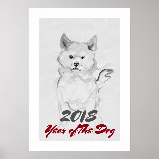 2018 Año del lavado de tinta para perros 4 Posters (Frente)