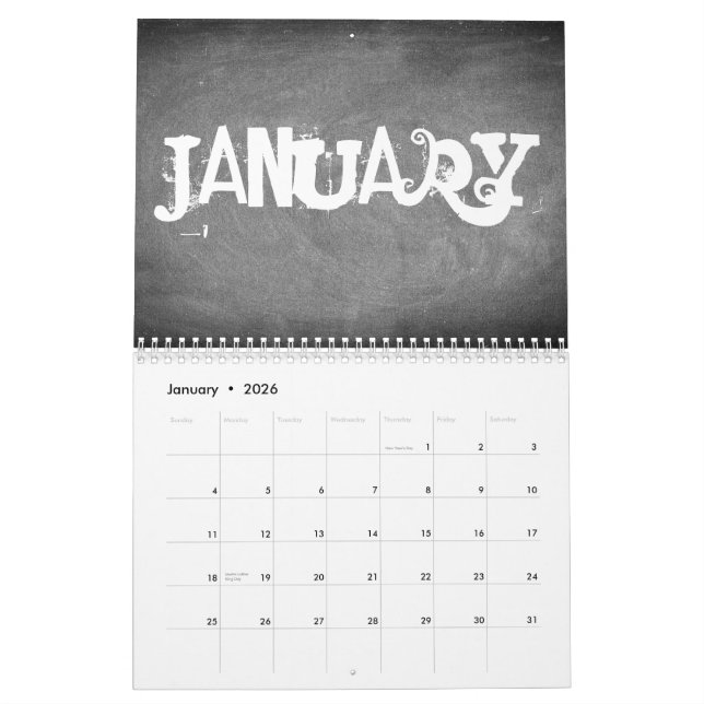 2018 Calendario del tablero de cambios Texto en bl (Jan 2026)