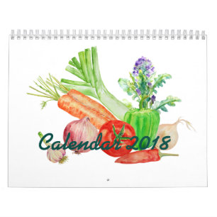 2018 dos verduras de la acuarela del calendario de