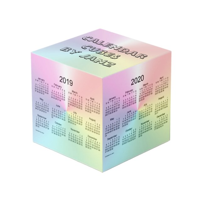 2019-2022 pequeño cubo del calendario del reflejo (Angulo Anverso)