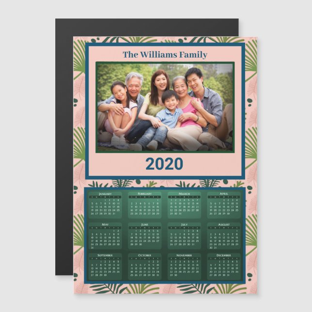 2020 Años de calendario familiar imán tropical (Anverso/Reverso)