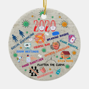 2020 navidades pandémicos Ornamento cerámico