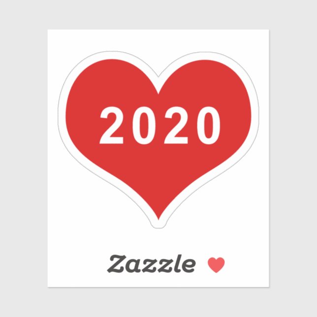 2020 Red Love Heart Vinyl Pegatina (Hoja)