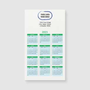 2021 Calendario verde con logotipo