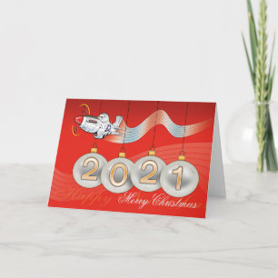 2021, P-51 mustang, tarjeta de Navidades, texto ed