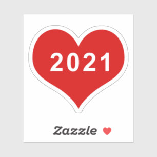 2021 Red Love Heart Vinyl Pegatina