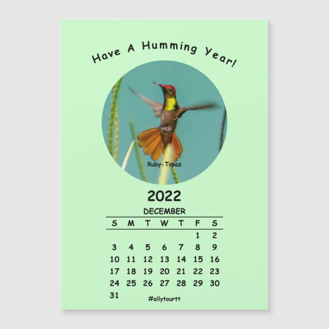 2022 Calendario magnético mensual Serie 12 de 12 (Anverso)