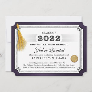 2022 Invitación a un Fiesta de Grad Gold Tassel Di