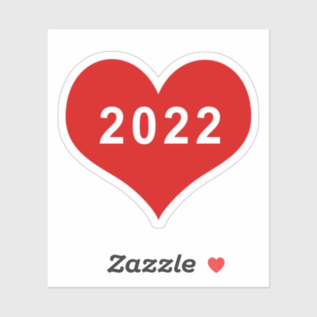 2022 Red Love Heart Vinyl Pegatina (Hoja)