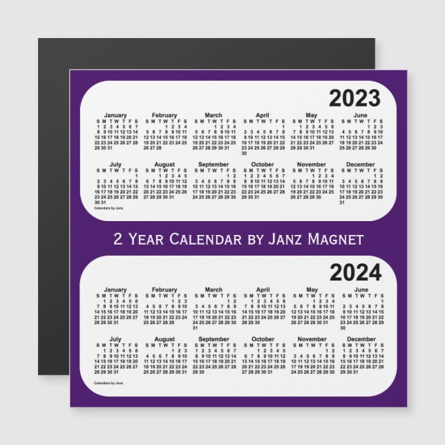 2023-2024 Purple 2 Year Calendar de Janz Magnet (Anverso/Reverso)