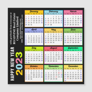 2023 Calendario colorido Magnético moderno de nego