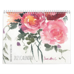 2023: Dos páginas, medio, calendario blanco