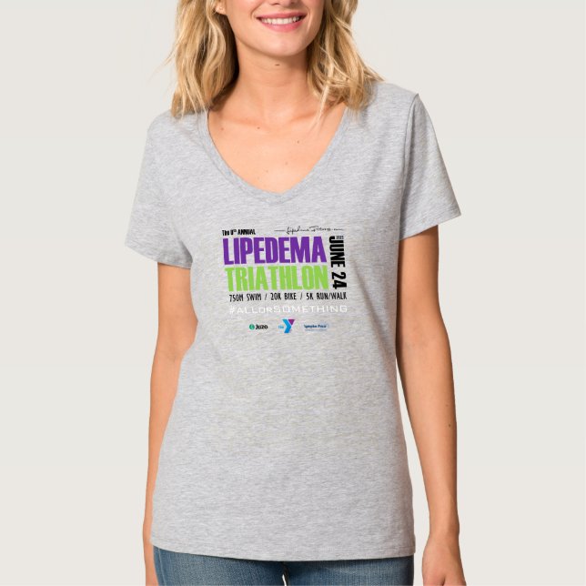 2023 Lipedema Triathlon V Camiseta Cuello (Gris) (Anverso)