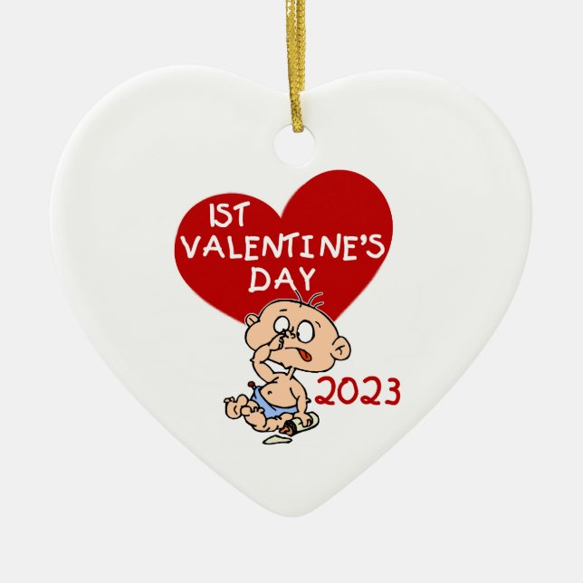 2023 Niño Corazón Ornamento El día de San Valentín (Frente)