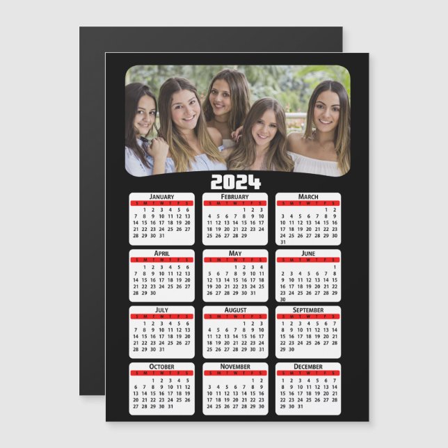 2024 - Añadir tu foto - Calendario - Rojo (Anverso/Reverso)