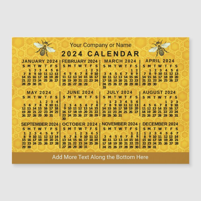 2024 Calendar Bee Honeycomb Personalizado Apiary M (Anverso)
