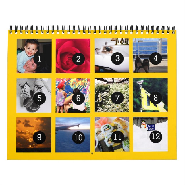 2024 Fácil como de 1 a 12 amarillo calendario de f (Tapa)