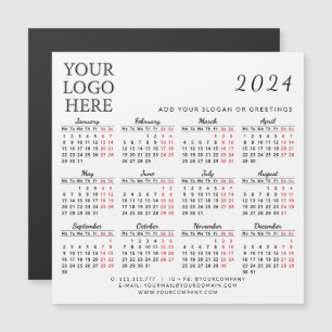 2024 Magnet Business Calendar Con Logotipo Simple