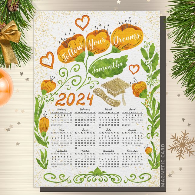 2024 Naranja de graduados en imanes del calendario (Subido por el creador)