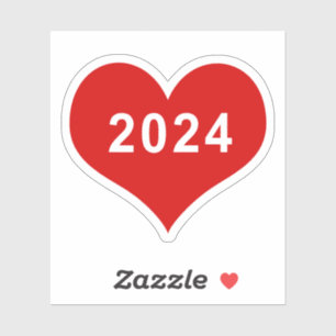 2024 Red Love Heart Vinyl Pegatina