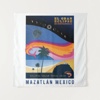 2024 Total Eclipse solar tapiz de pared Mazatlán