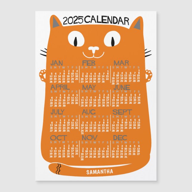 2025 Año natural Medio Siglo Naranja Cat Magnet (Anverso)