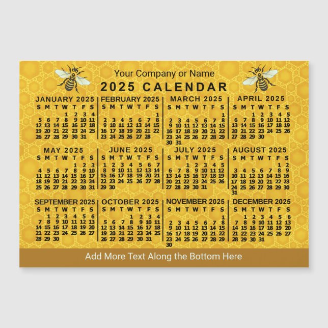 2025 Calendar Bee Honeycomb Personalizado Apiary M (Anverso)