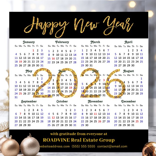 2025 Calendar Gold Black Corporate Magnetic Card (Subido por el creador)