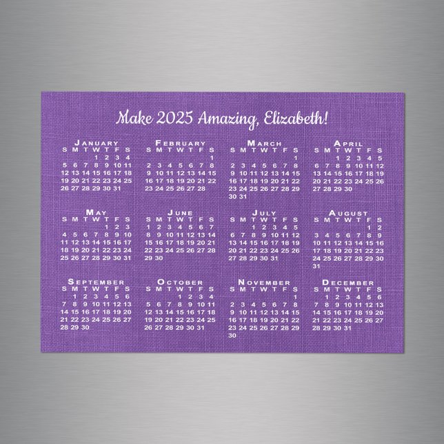 2025 Calendar Motivation Custom Name Purple Magnet (2025 Calendar Motivation Custom Name Purple Magnet in situ)