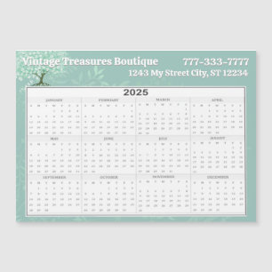 2025 Calendario Árbol de corazón Mint Floral Verde