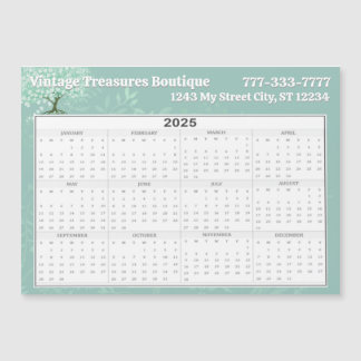 2025 Calendario Árbol de corazón Mint Floral Verde