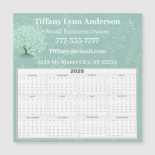 2025 Calendario Árbol de corazón Mint Floral Verde