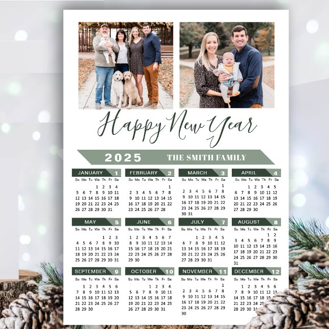 2025 Calendario moderno Sage Green 2 Photo Magneti (Subido por el creador)