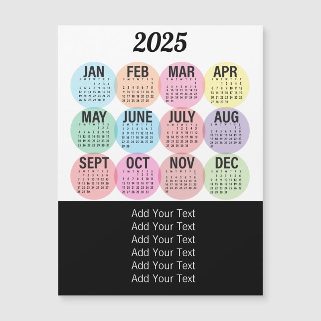 2025 - Colorido calendario mensual (Anverso)