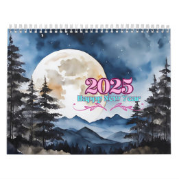 2025 Feliz Año Nuevo Calendario 12 Material gráfic
