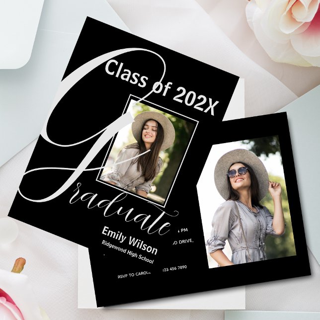 2025 GRAD Dos Invitaciones a una fiesta de graduac (2024 GRAD 2 Photo Graduation Party Invitation Postcard)