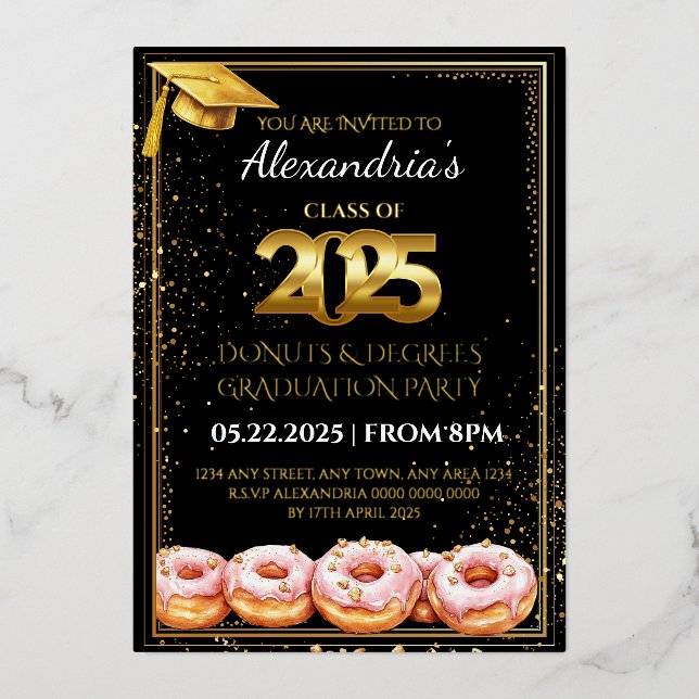 2025 Invitación a graduación de Donuts y Grados (Anverso)