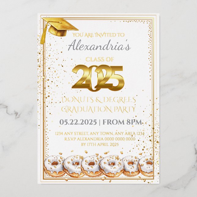 2025 Invitación a graduación de Donuts y Grados (Anverso)