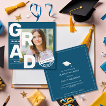 2025 Mini Invitación a graduación azul fotográfico